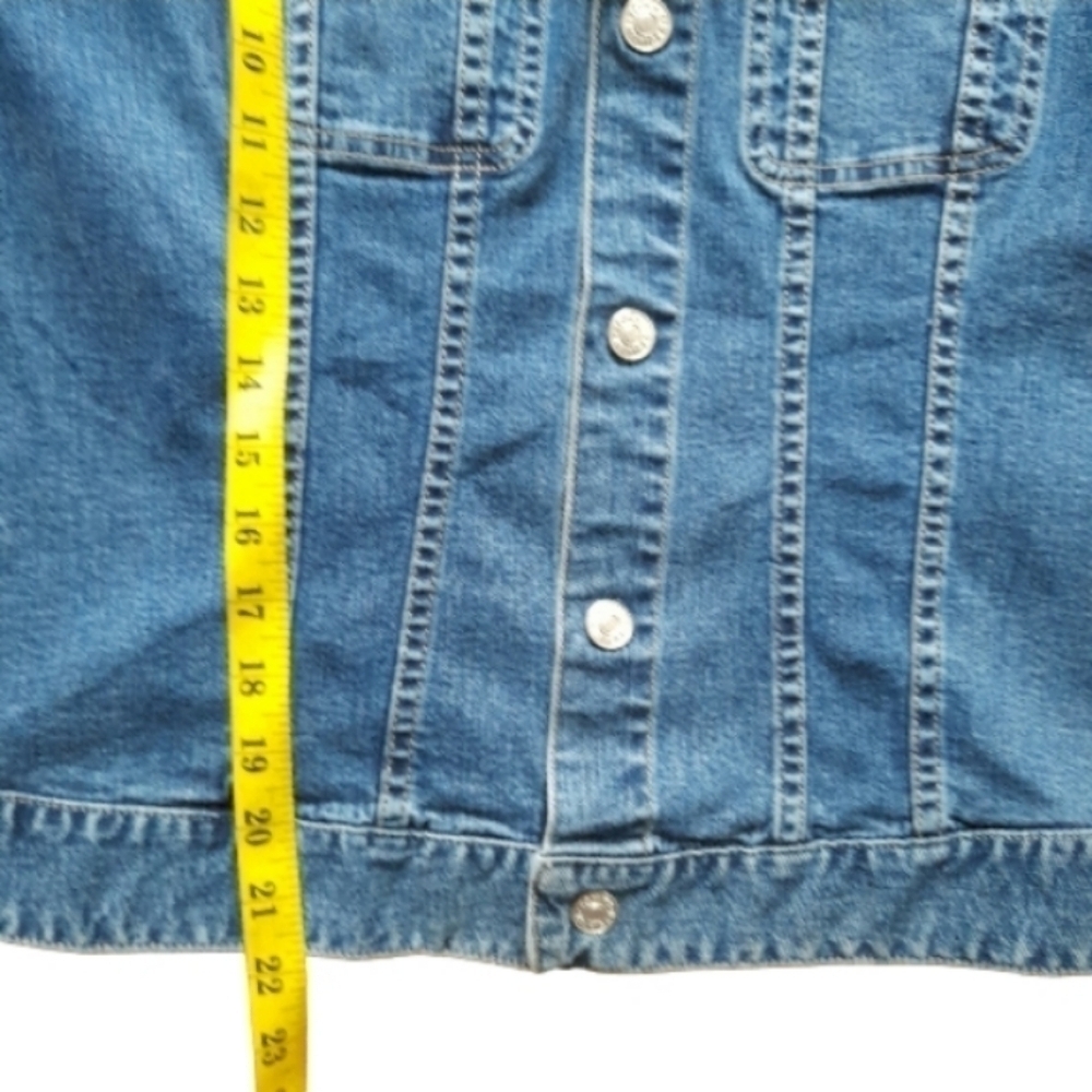Tommy Hilfiger Jean Jacket Harley Patch Women's M Snap Up Stretch Denim Stretch - Picture 13 of 15